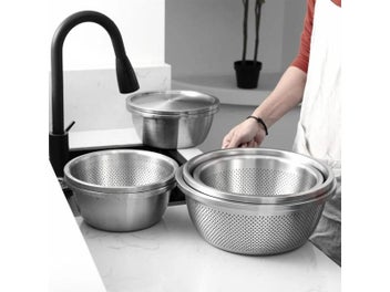 Listing 4 of 10 for 304 Stainless Steel Drain Basket Vegetable Rice Washing Basin Water Leakage