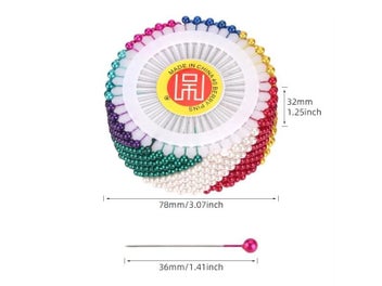 Listing 3 of 9 for 480Pcs Sewing Pins Straight Pins Head Pins Colorful White Round Pearl Head