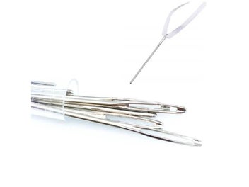 Listing 4 of 9 for 9 Pieces Silver Large-eye Blunt Needles Steel Yarn Knitting Needles Sewing