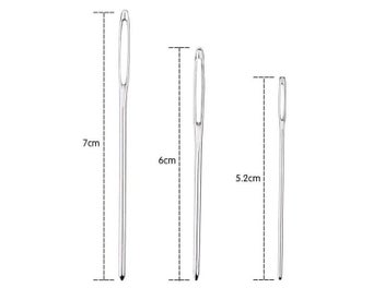 Listing 5 of 9 for 9 Pieces Silver Large-eye Blunt Needles Steel Yarn Knitting Needles Sewing