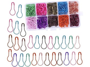 Listing 3 of 10 for 100Pcs Safety Bulb Pins Clothing Tag Calabash Crochet Stitch Markers Metal