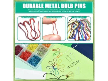 Listing 5 of 10 for 100Pcs Safety Bulb Pins Clothing Tag Calabash Crochet Stitch Markers Metal