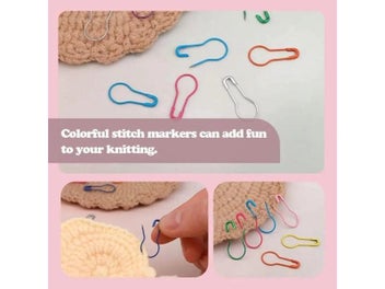 Listing 6 of 10 for 100Pcs Safety Bulb Pins Clothing Tag Calabash Crochet Stitch Markers Metal