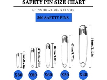 Listing 7 of 9 for 260Pcs Safety Pins Assorted Size Large Safety Pins And Small Safety Pins For