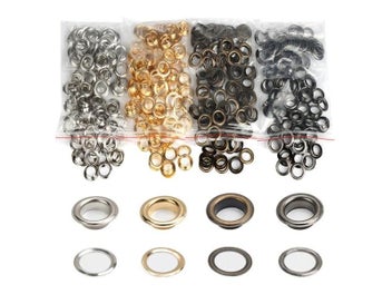 Listing 3 of 12 for 3-10mm 100Sets Metal Eyelet Grommet Round Rings For DIY Leather Craft Bags