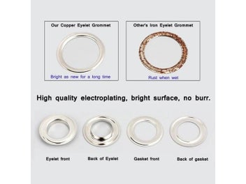 Listing 4 of 12 for 3-10mm 100Sets Metal Eyelet Grommet Round Rings For DIY Leather Craft Bags