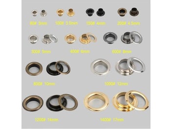 Listing 7 of 12 for 3-10mm 100Sets Metal Eyelet Grommet Round Rings For DIY Leather Craft Bags