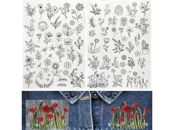 Listing 3 of 10 for Hand Embroidery Pattern Stick Transfer Patch Paper For Clothes Backing DIY