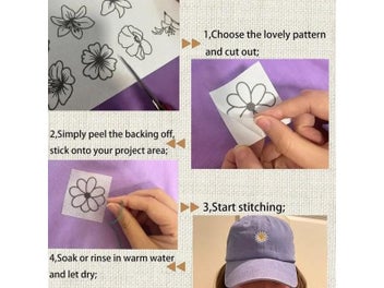 Listing 6 of 10 for Hand Embroidery Pattern Stick Transfer Patch Paper For Clothes Backing DIY