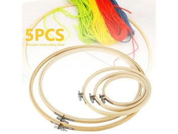 Listing 5 of 9 for 5pcs 13-30cm Wooden Embroidery Hoop Rings For DIY Cross Stitch