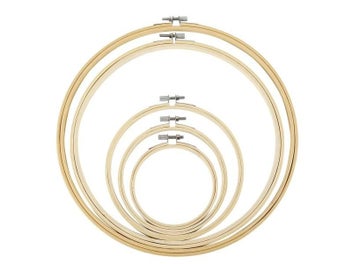 Listing 6 of 9 for 5pcs 13-30cm Wooden Embroidery Hoop Rings For DIY Cross Stitch