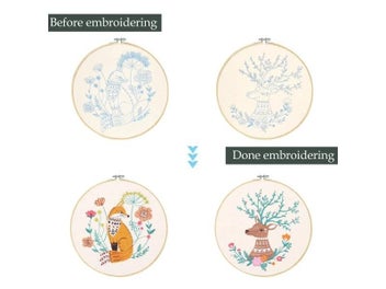 Listing 5 of 12 for Embroidery Kit Butterfly Printed Pattern Flower Cross Stitch Set Handmade