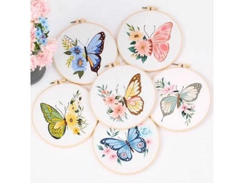 Listing 8 of 12 for Embroidery Kit Butterfly Printed Pattern Flower Cross Stitch Set Handmade