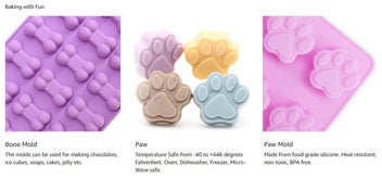 Listing 5 of 12 for Puppy Dog Paw and Bone Silicone Molds,Non-Stick Food Grade Silicone Molds for Ch