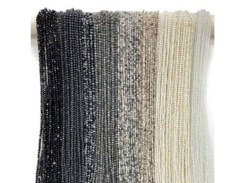 Listing 3 of 11 for 2 3 4 MM Black White Faceted Natural Gem Stone Minerals Beads Loose Small Seed
