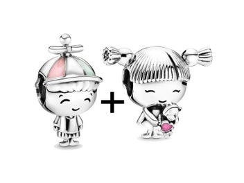 Listing 8 of 10 for 2Pcs Silver 45 Styles Pink Beads Pendant For DIY Jewelry