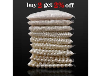 Listing 4 of 10 for 10-1000pcs/lot 3-20mm Straight Holes Acrylic Imitation Pearl Beige Bracelet