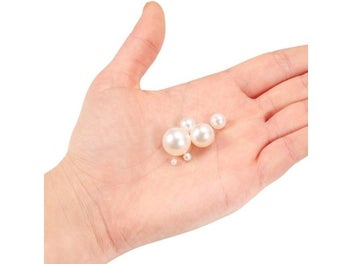 Listing 6 of 10 for 10-1000pcs/lot 3-20mm Straight Holes Acrylic Imitation Pearl Beige Bracelet
