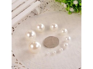 Listing 7 of 10 for 10-1000pcs/lot 3-20mm Straight Holes Acrylic Imitation Pearl Beige Bracelet