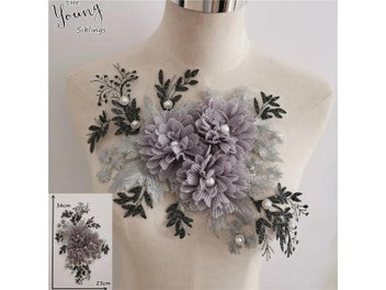 Listing 3 of 6 for New Arrive Embroidery 3D Flower ABS Pearl Lace Collar Rhinestone Neckline