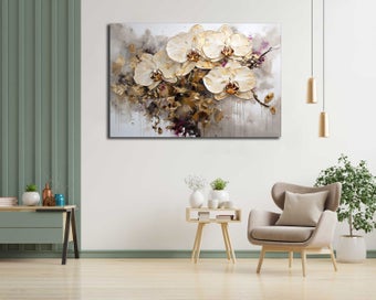 Listing 2 of 3 for 1 PANEL FREE SHIPPING - Large Canvas Art Print - Golden Orchid
