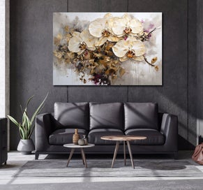 Listing 3 of 3 for 1 PANEL FREE SHIPPING - Large Canvas Art Print - Golden Orchid