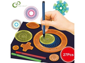 Listing 3 of 9 for 22pcs Spirograph Drawing Toy Set Interlocking Gears Wheels Painting Drawing