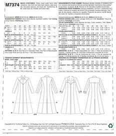 Listing 2 of 2 for McCalls Pattern 7374 Collared and Seamed Coats 38-40-42-44