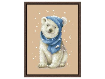 Listing 4 of 10 for White Bear Cross Stitch Kit Cute Animal18ct 14ct 11ct Flaxen Linen Fabric Cloth