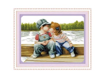 Listing 7 of 10 for Lovers Innocence Girl Boy Patterns Counted Cross Stitch Set 11CT 14CT 16CT