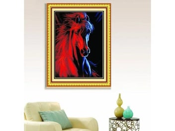 Listing 4 of 8 for Needlework DIY Cross Stitch Embroidery Kit Set Fire And Ice Horse Animal