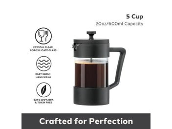 Listing 4 of 10 for Borosilicate Glass 20oz French Press Coffee Maker 5 Cup Capacity Single Serve