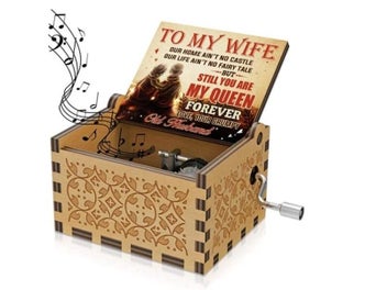 Listing 8 of 16 for Music Box Color Printing Wooden Hand Crank For Birthday Valentine's Christmas