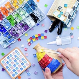 Listing 6 of 10 for 50pcs Colored Crystal Glass Mosaic Pieces For DIY Home Decoration