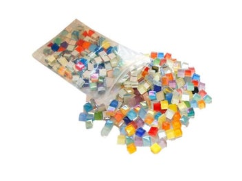Listing 3 of 9 for 100 Pcs 1*1 Cm Transparent Glass Crystal Mosaic Tiles For Children's Diy
