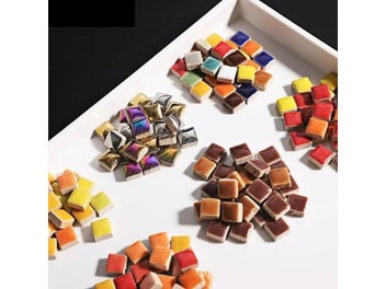 Listing 5 of 10 for 100pcs(Approx. 100g/3.5oz) Porcelain Mosaic Tiles 9.5mm Square Ceramic Mosaic