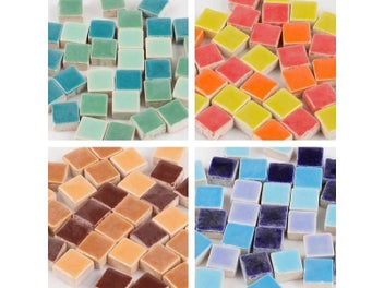 Listing 8 of 10 for 100pcs(Approx. 100g/3.5oz) Porcelain Mosaic Tiles 9.5mm Square Ceramic Mosaic