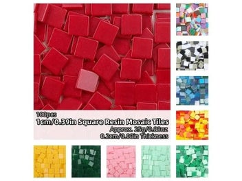 Listing 3 of 10 for 100pcs 1cm Square Resin Mosaic Tiles 0.2cm Thickness DIY Crafts Materials