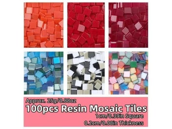 Listing 4 of 10 for 100pcs 1cm Square Resin Mosaic Tiles 0.2cm Thickness DIY Crafts Materials