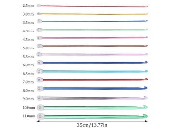 Listing 4 of 10 for Aluminum 35cm Knitting Crochet Hook Set Tunisian Crochet Hooks Multicolor