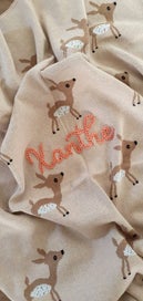 Listing 3 of 6 for Personalised Cotton Hand Embroidered Deer Baby Blanket