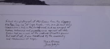 Listing 3 of 7 for Very rare photo of Mt Erebus by Sir Dave Dobbyn. With hand written note.
