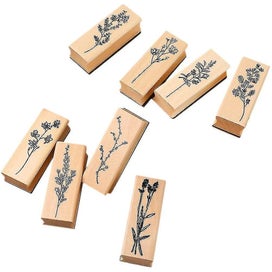 Listing 2 of 2 for 8pcs Wood Scrapbooking Stamps Flower Plants Stamps Diy Wooden Stamps Small Jour
