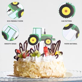 Listing 4 of 5 for 42 Pcs Food Decor Kids Car Cake Picks Cupcake Picks Tractor Cake Picks Tractor