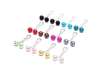 Listing 6 of 10 for New 12Pcs/lot Pearls Muslim Women Shawl Scarf Lady Scarves Hijab Clips Pearl