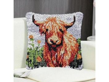 Listing 3 of 9 for Latch Hook Kits For Kids With Printed Bear Canvas DIY Pillow Cover Pattern