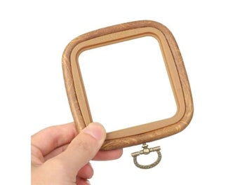 Listing 4 of 10 for Wood Grain Embroidered Stretch Tool Plastic Octagon Square Embroidery Hoop DIY