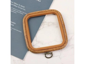 Listing 5 of 10 for Wood Grain Embroidered Stretch Tool Plastic Octagon Square Embroidery Hoop DIY