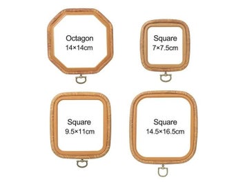 Listing 7 of 10 for Wood Grain Embroidered Stretch Tool Plastic Octagon Square Embroidery Hoop DIY