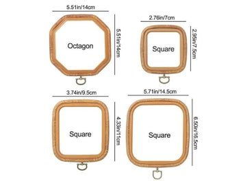 Listing 8 of 10 for Wood Grain Embroidered Stretch Tool Plastic Octagon Square Embroidery Hoop DIY